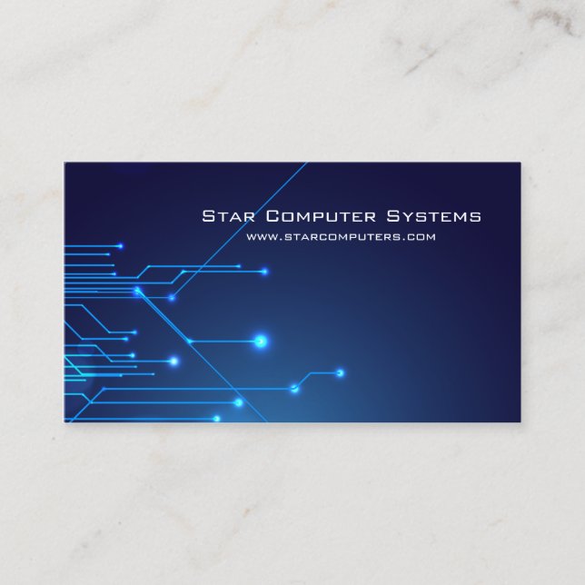 Blue Light Circuits Computer Repair Business Card Visitenkarte (Vorderseite)