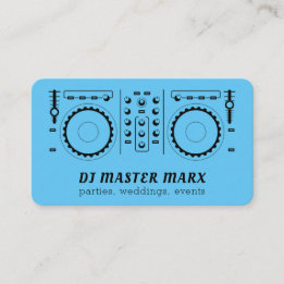 Blue Light Disk Jockey Turntable Party Music Visitenkarte