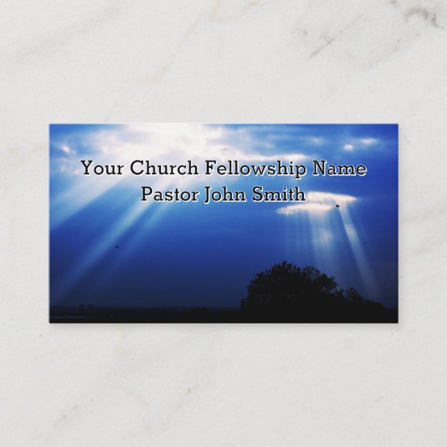 Blue Light Himmlisch Church Business Cards Visitenkarte (Vorderseite)