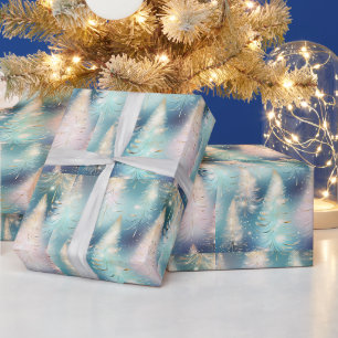 Blue Light Trees Moderne Weihnachten Geschenkpapier