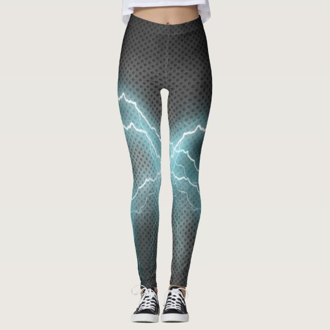 Blue Lightning Flash Fitness Leggings (Vorderseite)