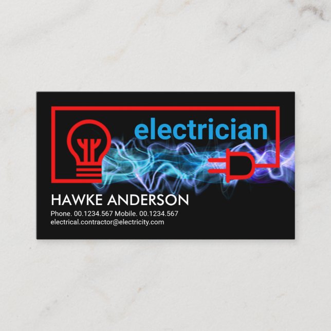 Blue Lightning Power Electrical Wiring Visitenkarte (Vorderseite)