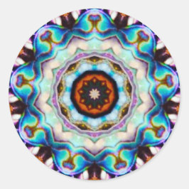 Blue Lights of the Paua Muschel Fraktal Runder Aufkleber