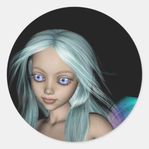 Blue & Lila 3D Mermaid 5 Nah-up Runder Aufkleber