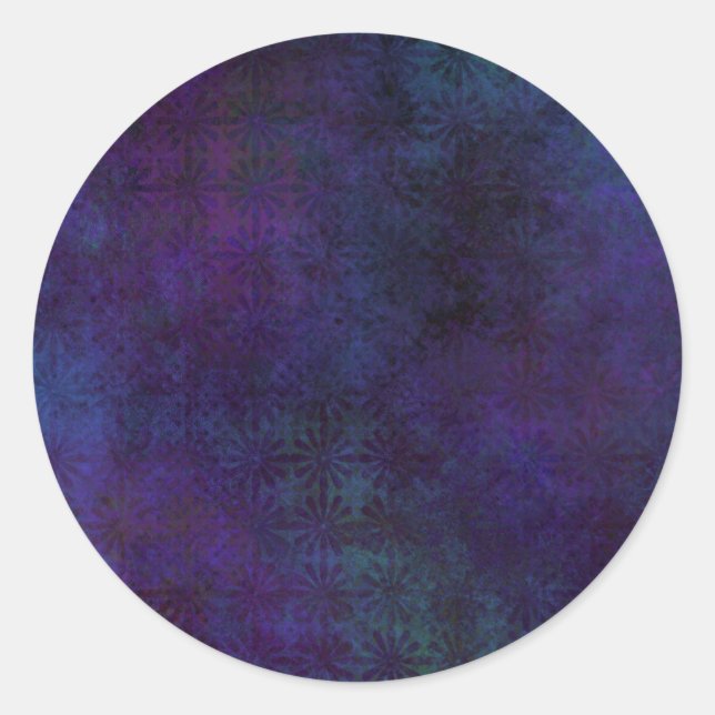 Blue & Lila Abstrakt, Grungy Digital Art Runder Aufkleber (Vorderseite)