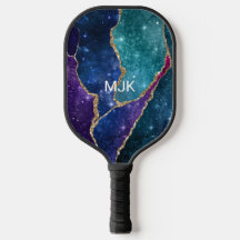 Blue Lila Aqua Gold Veins Monogram Agate