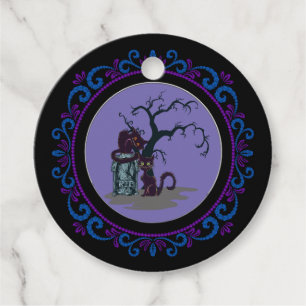 Blue Lila Black Cats Grabstein Tree Halloween Geschenkanhänger
