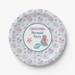 Blue Lila Black Mermaid Birthday Party Pappteller