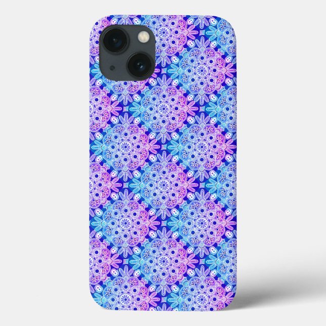 Blue lila boho iPhone Case (Rückseite)