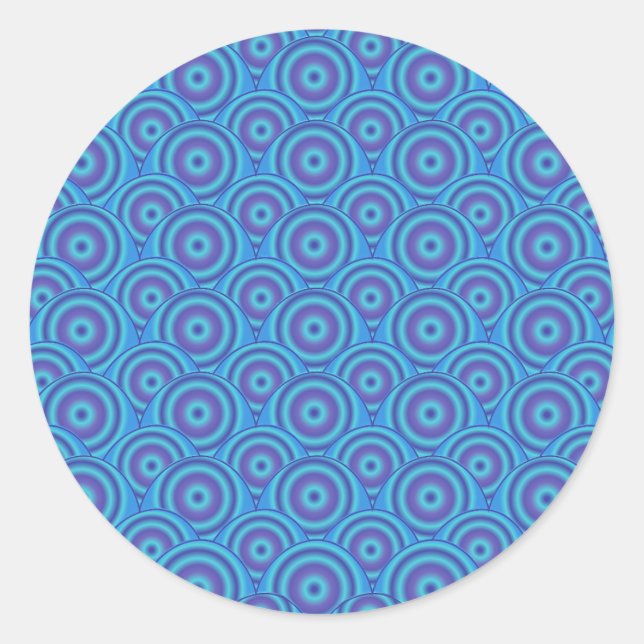 Blue & Lila Circles Fun on Blue! nahtlos Runder Aufkleber (Vorderseite)
