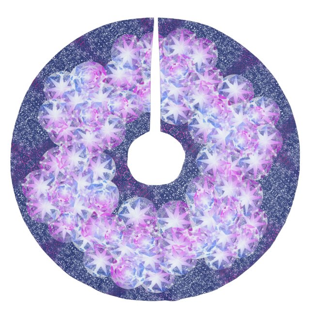 Blue Lila Compass Gemstone Kristall Look Polyester Weihnachtsbaumdecke (Vorderseite)