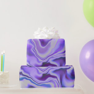 Blue & Lila Elegante Marble Abstrakt Geschenkpapier