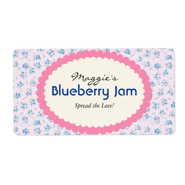 Blue Lila Floral Jam Jar Labels, kundenspezifisch (Vorne)