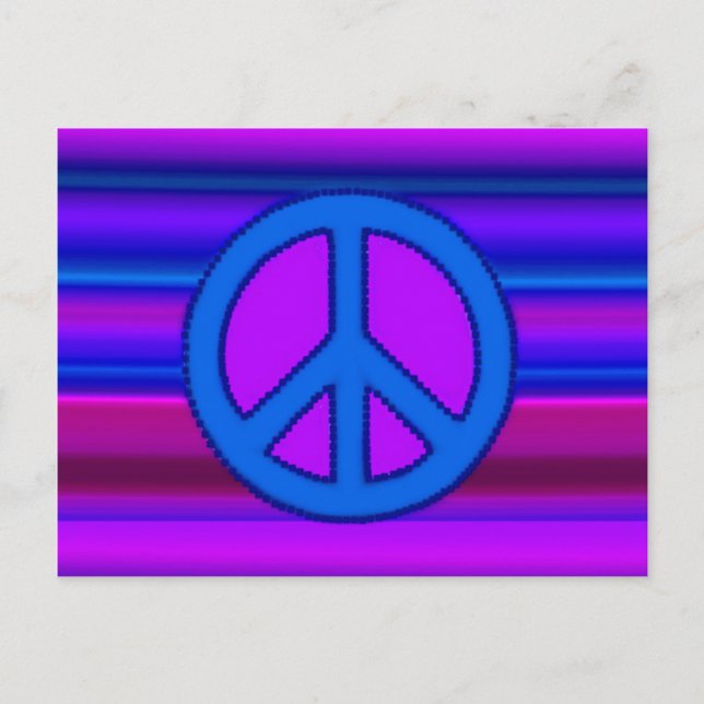 Blue Lila Fraktal & Peace Sign Postkarte (Vorderseite)