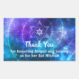 Blue Lila Galaxy Bat Bar Mitzvah Vielen Dank Rechteckiger Aufkleber