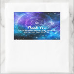 Blue Lila Galaxy Bat Bar Mitzvah Vielen Dank Rechteckiger Aufkleber<br><div class="desc">Feiern Sie einen blauen und lila Galaxiefledermaus oder Bar mitzvah? Erstellen Sie Ihre eigenen eleganten Dankeschön-Aufkleber für Gast-Gunst-Taschen, Bonbons und Geschenke. Sie können auch die Größe ändern und diese einfachen DIY-Vorlagenaufkleber als Umschlag Aufkleber für Ihre Party Einladungen verwenden. Diese einzigartigen jüdischen Sterne von David-Aufklebern zeigen Aquarellnebel von Raphaela Wilson in...</div>