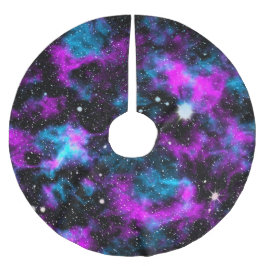 Blue Lila Galaxy Space Stars Weihnachten Polyester Weihnachtsbaumdecke