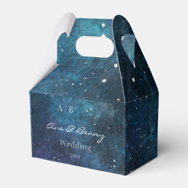 Blue Lila Galaxy Wedding Geschenkschachtel (Vorderseite)