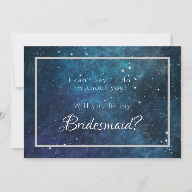 Blue Lila Galaxy wird meine Bridesmaid sein Einladung (Vorderseite)