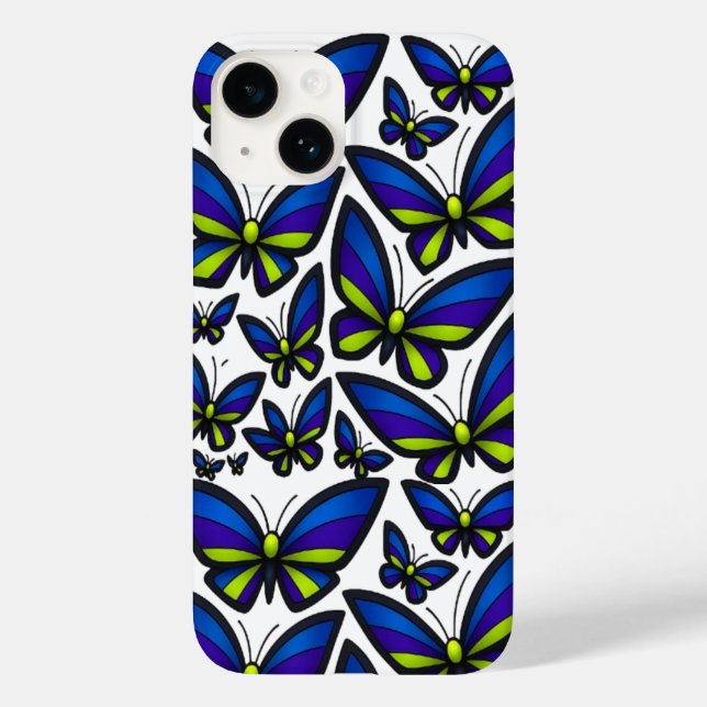 Blue Lila Green Wings Now Case-Mate iPhone 14 Hülle (Rückseite)