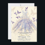 Blue Lila Ivory Butterfly Dance Dress Sweet 16 Einladung<br><div class="desc">Anpassen für jedes Ereignis</div>