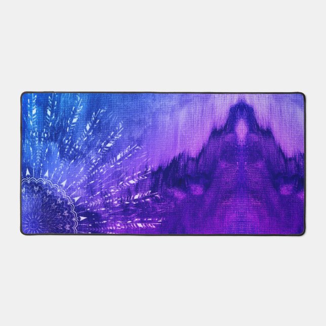 Blue Lila Mandala Clouds Boho Bohemisch Schreibtischunterlage (Vorderseite)