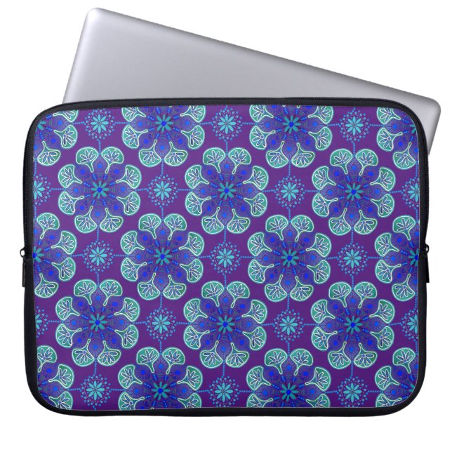 Blue Lila Medallions Notebook-Ärmel Laptopschutzhülle (Vorderseite)