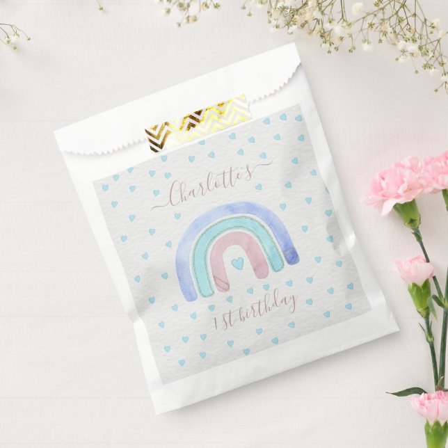 Blue Lila Pastell Rainbow Erster Geburtstag Geschenktütchen (Versiegelt)