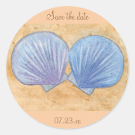 Blue Lila Seashells Wedding Rette Date Stickers