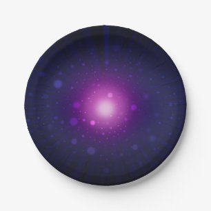 Blue Lila Space Galaxy Stars Abstrakt Pappteller