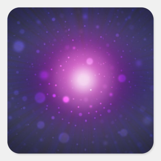 Blue Lila Space Galaxy Stars Abstrakt Quadratischer Aufkleber (Vorderseite)