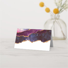 Blue & Lila Space & Stars mit Goldband Platzkarte