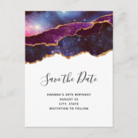 Blue & Lila Space & Stars Moderne Save the Date
