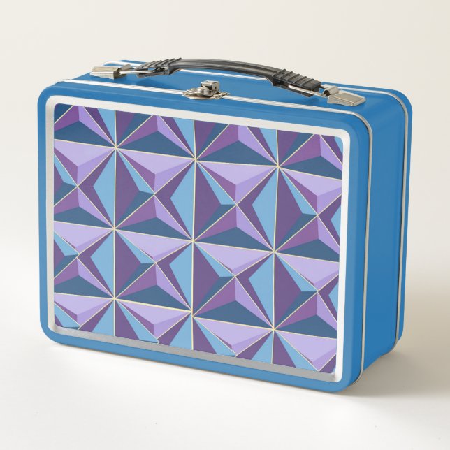 Blue Lila Triangle Metal Lunch Box (Vorderseite)
