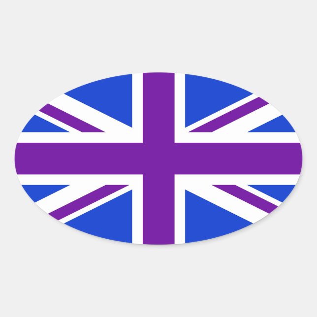 Blue Lila Union Jack Ovaler Aufkleber (Vorderseite)