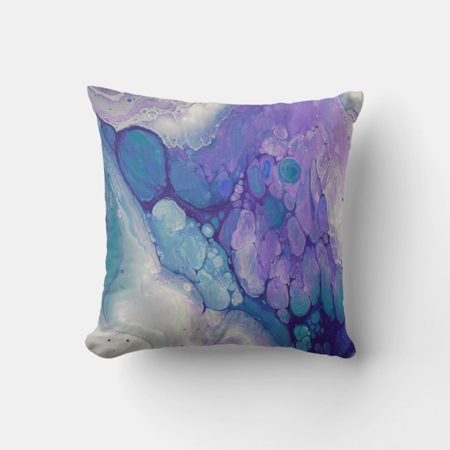 Blue Lila Violet Marmor Wirbel Abstrakt Art Kissen (Vorderseite)