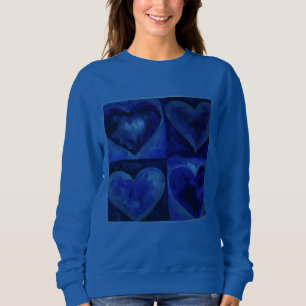 Blue Lila Watercolor Art Heart Liebe Sweatshirt