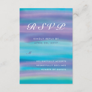 Blue Lila Watercolor Wedding RSVP Card