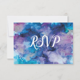 Blue Lila Watercolor Wedding RSVP Cards Karte
