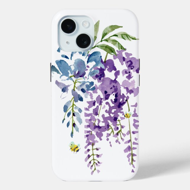 Blue Lila Wisteria Floral Bee iPhone / iPad Gehäus Case-Mate iPhone Hülle (Rückseite)