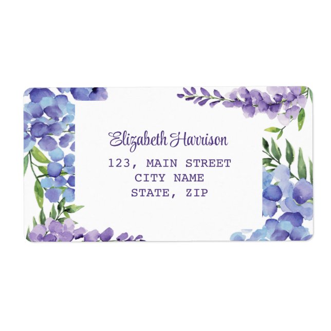 Blue Lila Wisteria Floral Rücksendeadresse (Vorne)