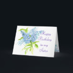 Blue Liliac Spring Bouquet Sister Birthday Karte<br><div class="desc">Eine Aquarell- und Tintenskizze aus hellblauen Lilakteen aus dem Frühlingspark. Denken Sie daran,  dass Sie jedes Produkt anpassen und den Text an Ihre Bedürfnisse anpassen können.</div>