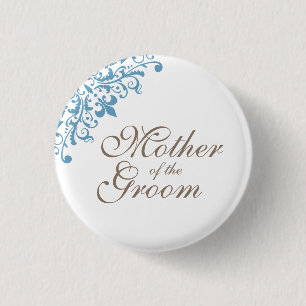 Blue Lilie Script Mother of the Groom Button