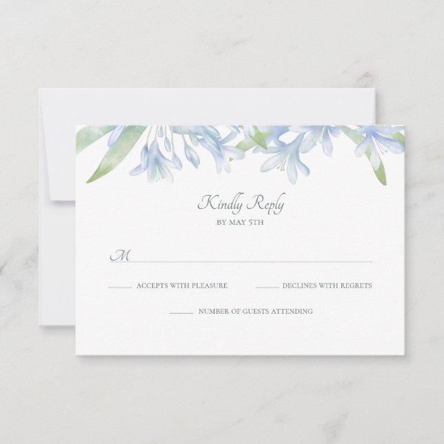 Blue Lilies Watercolor Wedding (Vorderseite)