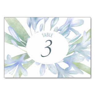 Blue Lilies Watercolor Wedding Tischnummer