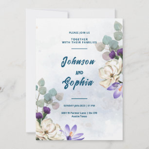 Blue Lilies Wedding Card Design Einladung