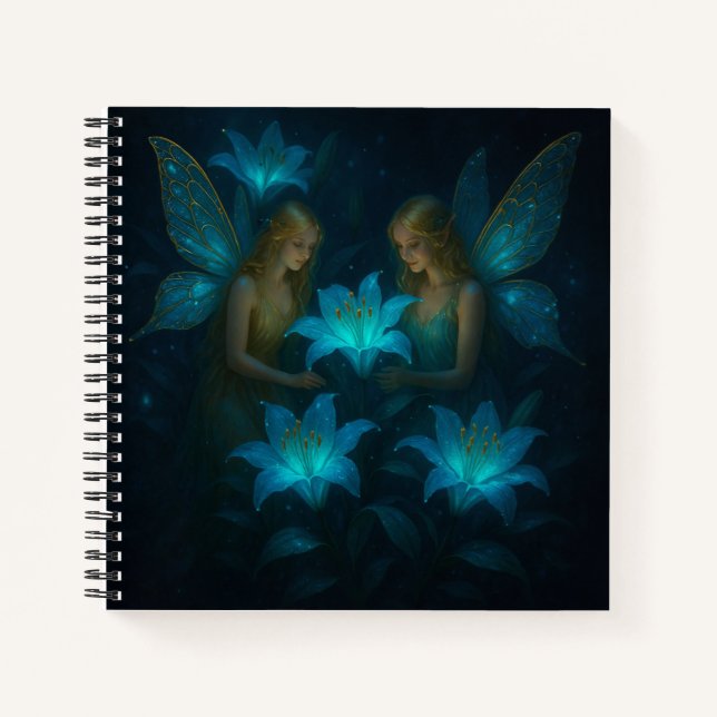 Blue Lily Fairy Ethereal Dreamy Fantasy Notizbuch (Vorderseite)