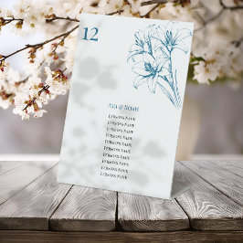 Blue Lily Kontur Hochzeit Tischnummern Sockelschild