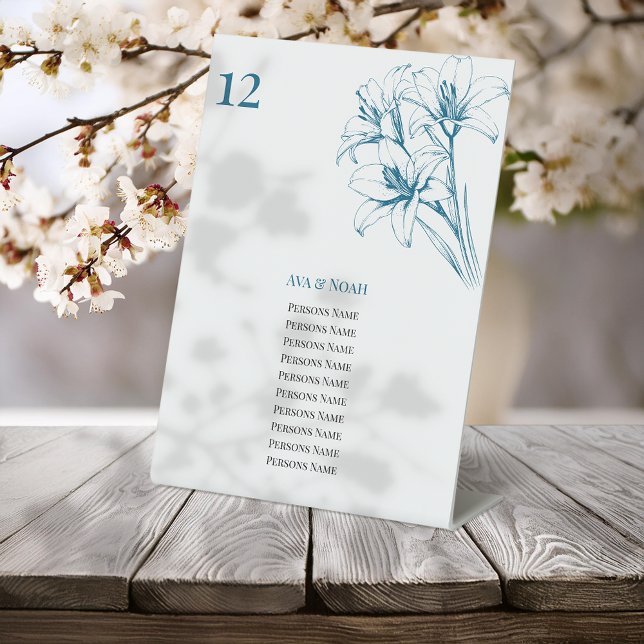 Blue Lily Kontur Hochzeit Tischnummern Sockelschild (Von Creator hochgeladen)