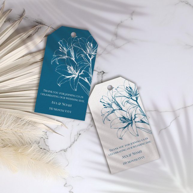 Blue Lily Kontur Wedding Geschenkanhänger (Von Creator hochgeladen)